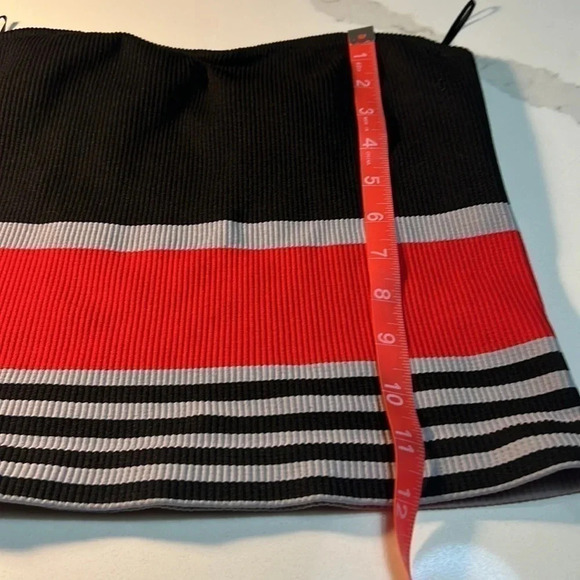 Stretchy Ribbed Tube Top. Red, grey and black stripes Size Small/Medium - Picture 6 of 7